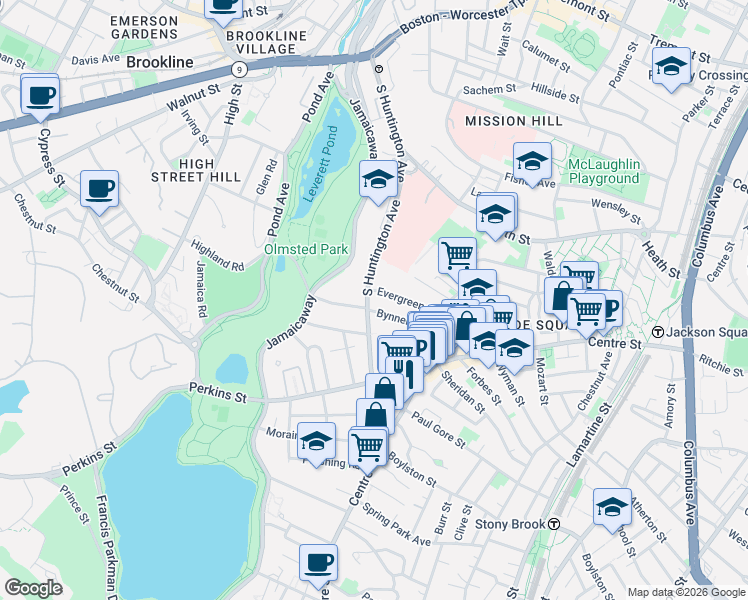 map of restaurants, bars, coffee shops, grocery stores, and more near in Boston