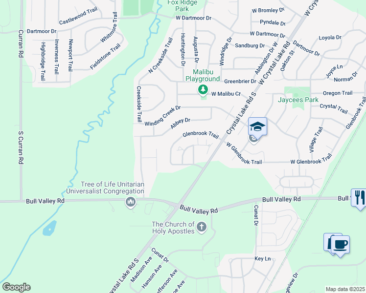 map of restaurants, bars, coffee shops, grocery stores, and more near 5408 Cobblers Crossing in McHenry