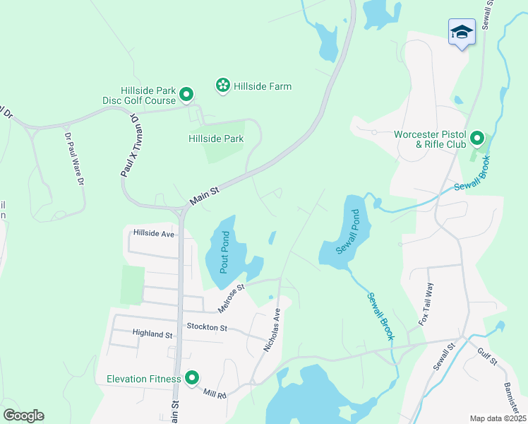map of restaurants, bars, coffee shops, grocery stores, and more near 22 Brookside Avenue in Boylston