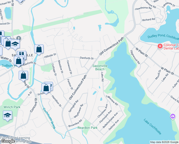 map of restaurants, bars, coffee shops, grocery stores, and more near 933 R Old Connecticut Path in Framingham