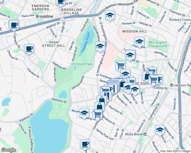 map of restaurants, bars, coffee shops, grocery stores, and more near in Boston