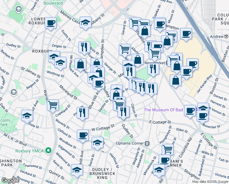 map of restaurants, bars, coffee shops, grocery stores, and more near 11A Langdon Street in Boston