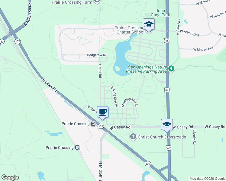 map of restaurants, bars, coffee shops, grocery stores, and more near 884 Blazing Star Road in Grayslake