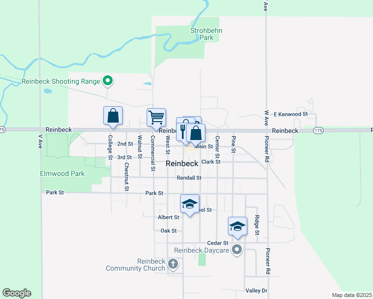 map of restaurants, bars, coffee shops, grocery stores, and more near 426 Main Street in Reinbeck