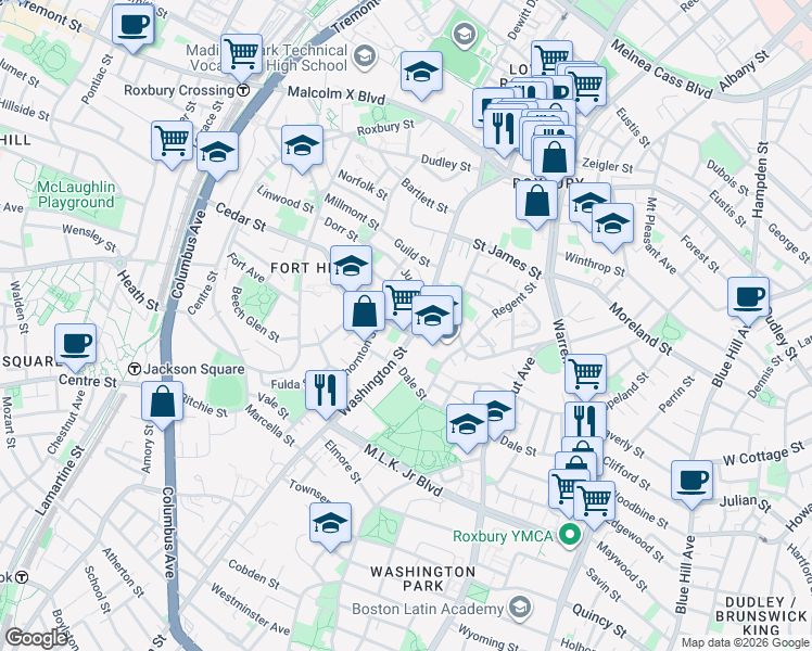 map of restaurants, bars, coffee shops, grocery stores, and more near 5 Cedar Street in Boston