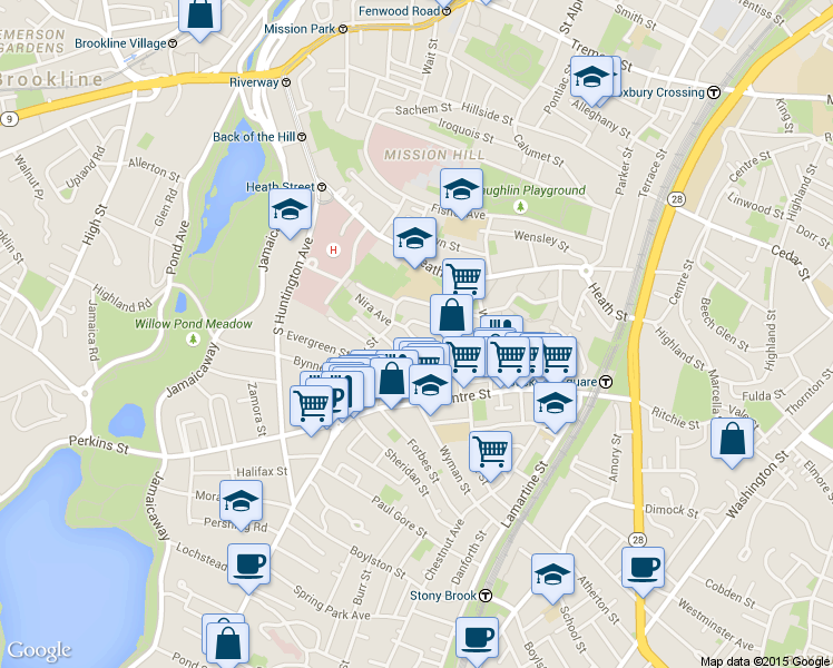 map of restaurants, bars, coffee shops, grocery stores, and more near 47A Creighton Street in Boston