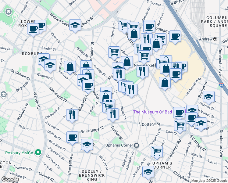 map of restaurants, bars, coffee shops, grocery stores, and more near 48 Shirley Street in Boston