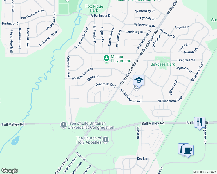 map of restaurants, bars, coffee shops, grocery stores, and more near 5232 Cobblers Crossing in McHenry