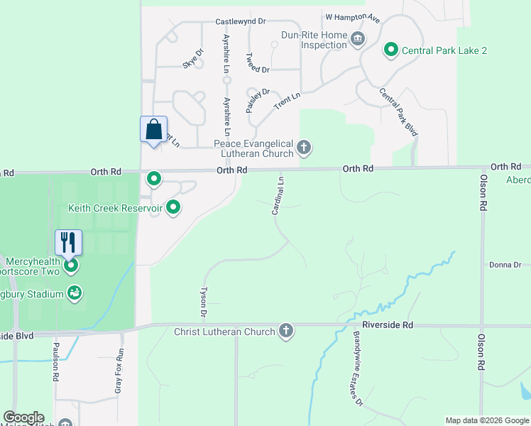 map of restaurants, bars, coffee shops, grocery stores, and more near 11868 Cardinal Lane in Caledonia