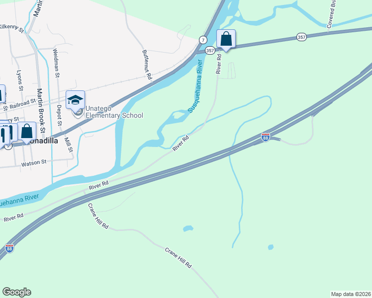 map of restaurants, bars, coffee shops, grocery stores, and more near 2202 River Rd in Sidney Center