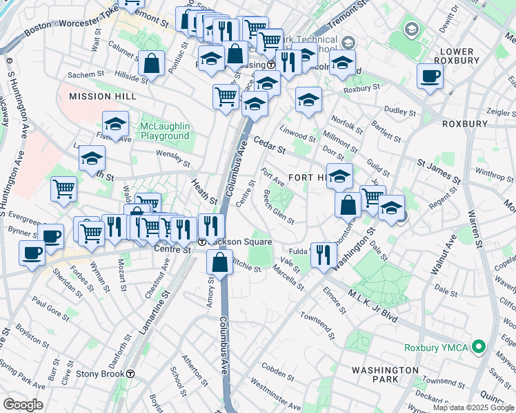 map of restaurants, bars, coffee shops, grocery stores, and more near 142 Centre Street in Boston