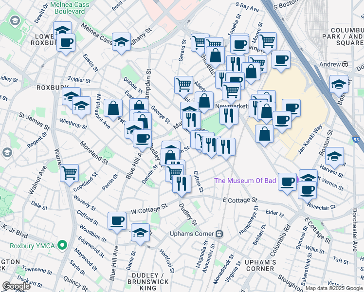 map of restaurants, bars, coffee shops, grocery stores, and more near 4-41/2 Jarvis Place in Boston