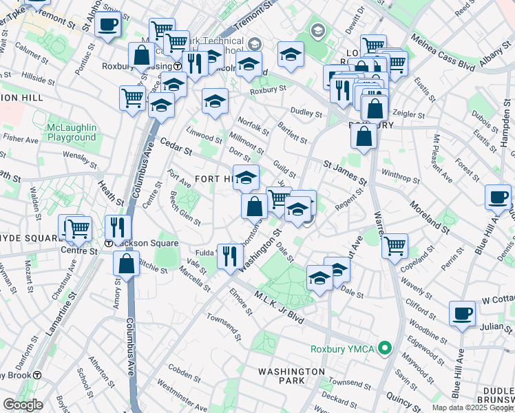 map of restaurants, bars, coffee shops, grocery stores, and more near 51 Cedar Street in Boston