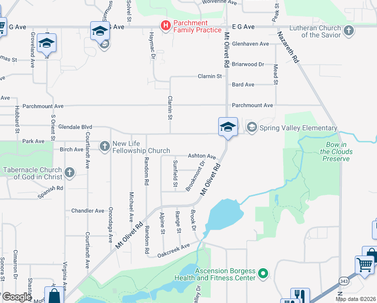 map of restaurants, bars, coffee shops, grocery stores, and more near 2504 Glendale Boulevard in Kalamazoo