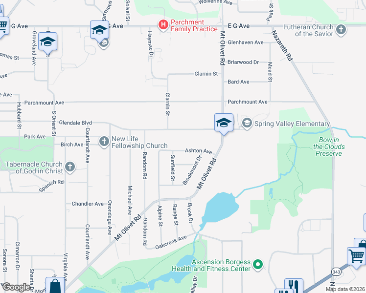 map of restaurants, bars, coffee shops, grocery stores, and more near 2504 Glendale Boulevard in Kalamazoo