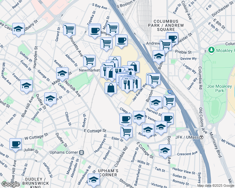 map of restaurants, bars, coffee shops, grocery stores, and more near 4 Allstate Road in Boston