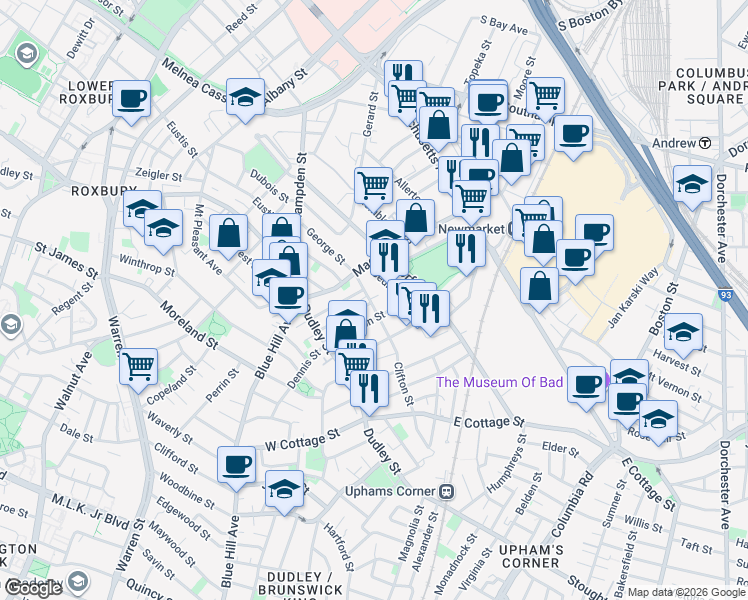 map of restaurants, bars, coffee shops, grocery stores, and more near 4-41/2 Jarvis Place in Boston