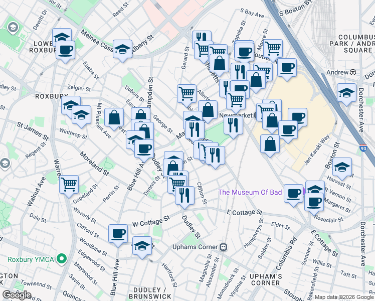 map of restaurants, bars, coffee shops, grocery stores, and more near 4-41/2 Jarvis Place in Boston