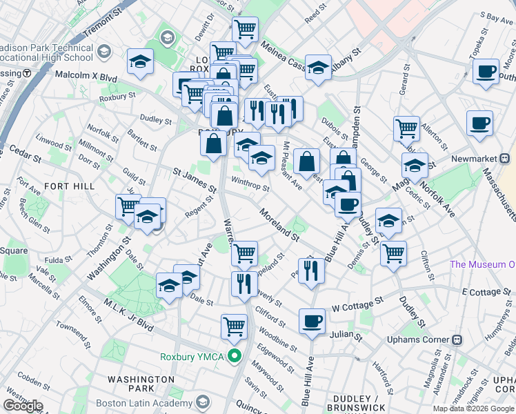 map of restaurants, bars, coffee shops, grocery stores, and more near 1 Cleveland Street in Boston