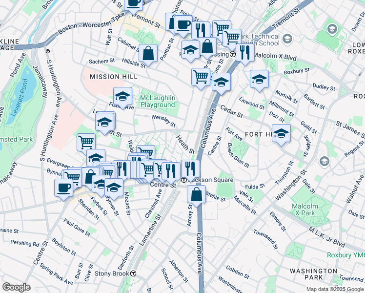 map of restaurants, bars, coffee shops, grocery stores, and more near 928 Heath Street in Boston