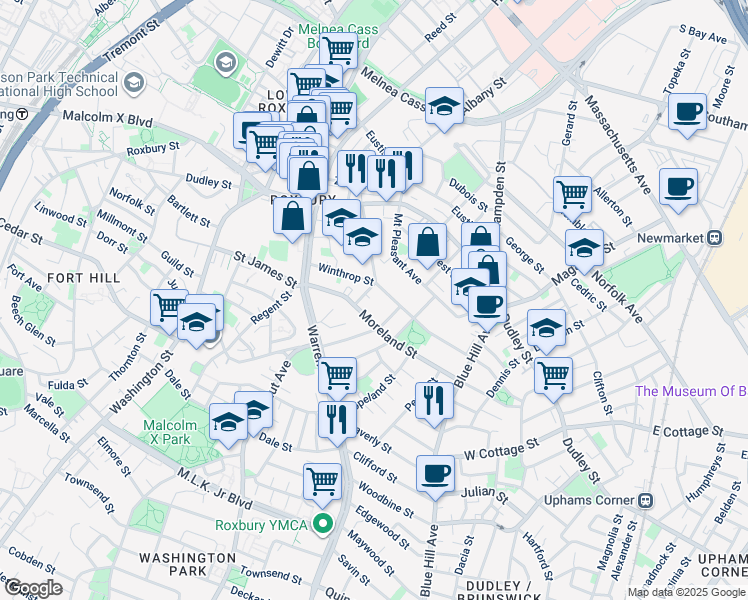 map of restaurants, bars, coffee shops, grocery stores, and more near 1 Cleveland Street in Boston