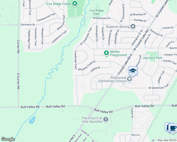 map of restaurants, bars, coffee shops, grocery stores, and more near 5408 Abbey Drive in McHenry