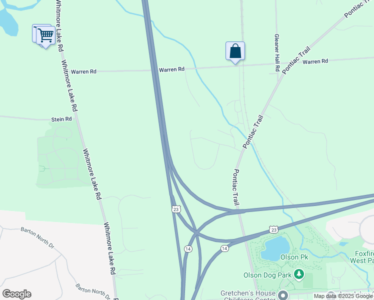 map of restaurants, bars, coffee shops, grocery stores, and more near 3601 Pontiac Trail in Ann Arbor
