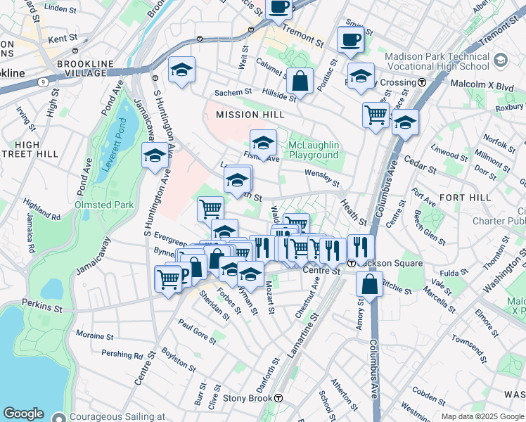 map of restaurants, bars, coffee shops, grocery stores, and more near 14 Schiller Street in Boston