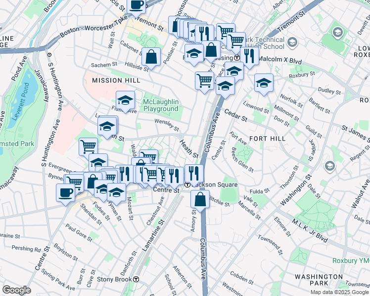 map of restaurants, bars, coffee shops, grocery stores, and more near 928 Heath Street in Boston