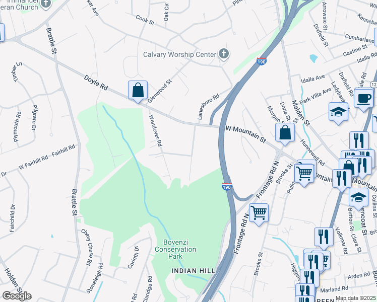map of restaurants, bars, coffee shops, grocery stores, and more near 11 Maravista Road in Worcester