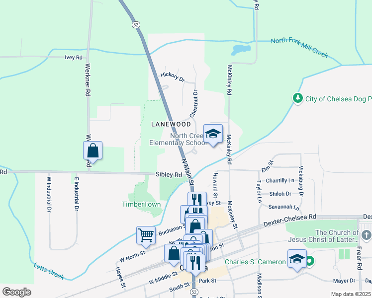 map of restaurants, bars, coffee shops, grocery stores, and more near 11 Sycamore Drive in Chelsea