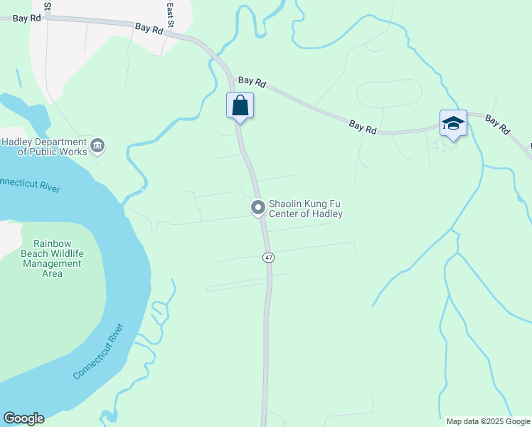 map of restaurants, bars, coffee shops, grocery stores, and more near 33 Lawrence Plain Rd in Hadley