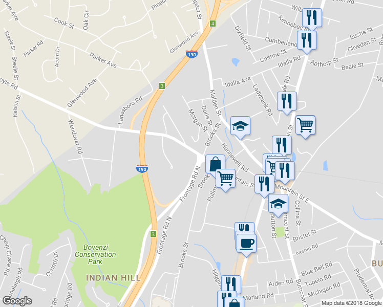 map of restaurants, bars, coffee shops, grocery stores, and more near 115 Mountain Street West in Worcester