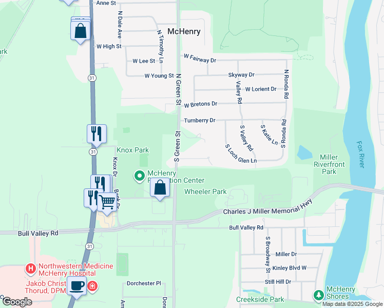 map of restaurants, bars, coffee shops, grocery stores, and more near 3518 Larkin Lane in McHenry