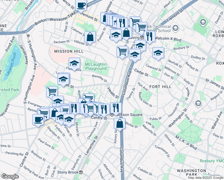 map of restaurants, bars, coffee shops, grocery stores, and more near 928 Heath Street in Boston