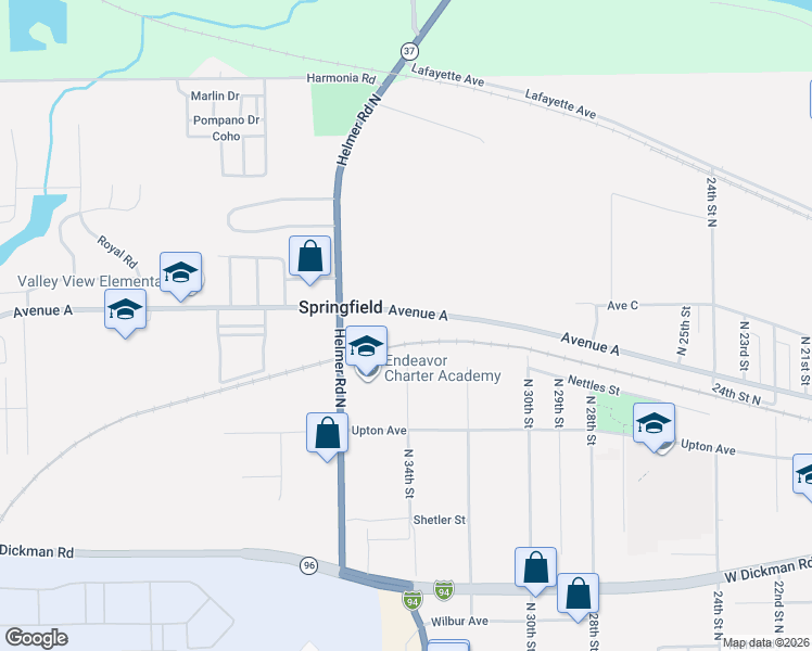 map of restaurants, bars, coffee shops, grocery stores, and more near 424 North 34th Street in Springfield