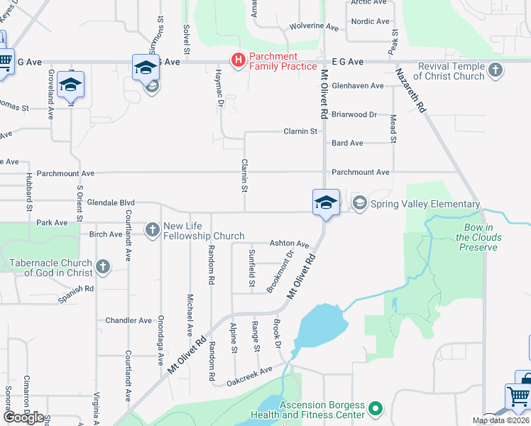 map of restaurants, bars, coffee shops, grocery stores, and more near 2504 Glendale Boulevard in Kalamazoo