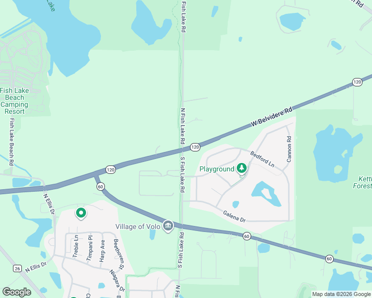 map of restaurants, bars, coffee shops, grocery stores, and more near 191 Bedford Lane in Volo
