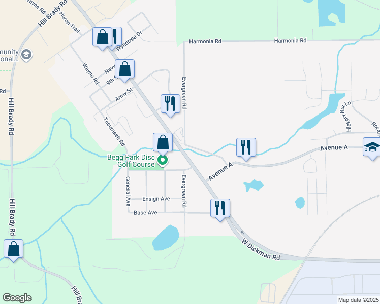 map of restaurants, bars, coffee shops, grocery stores, and more near 1793 Avenue A in Springfield