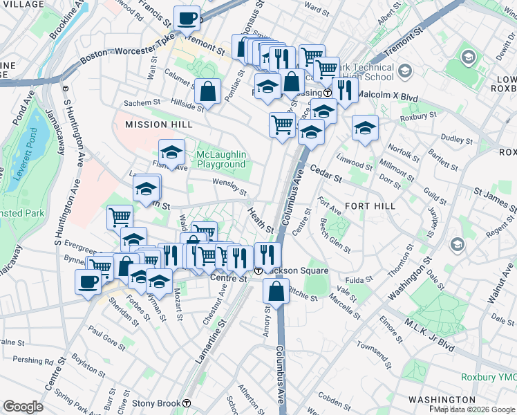 map of restaurants, bars, coffee shops, grocery stores, and more near 928 Heath Street in Boston