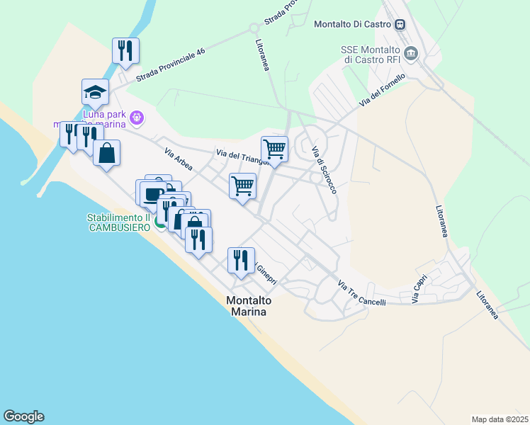map of restaurants, bars, coffee shops, grocery stores, and more near 10 Viale delle Vele in Montalto Marina