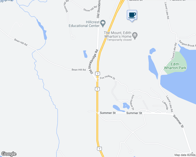 map of restaurants, bars, coffee shops, grocery stores, and more near 5 Fox Hollow Drive in Lenox