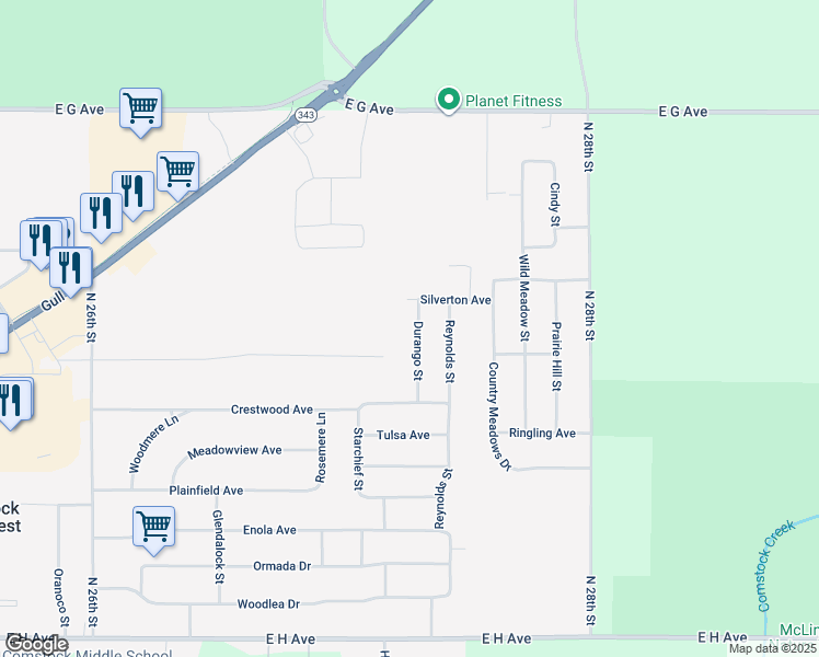 map of restaurants, bars, coffee shops, grocery stores, and more near 4253 Durango Street in Kalamazoo