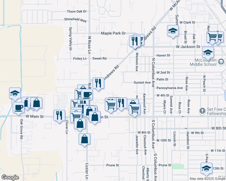 map of restaurants, bars, coffee shops, grocery stores, and more near 176 Reager Street in Medford