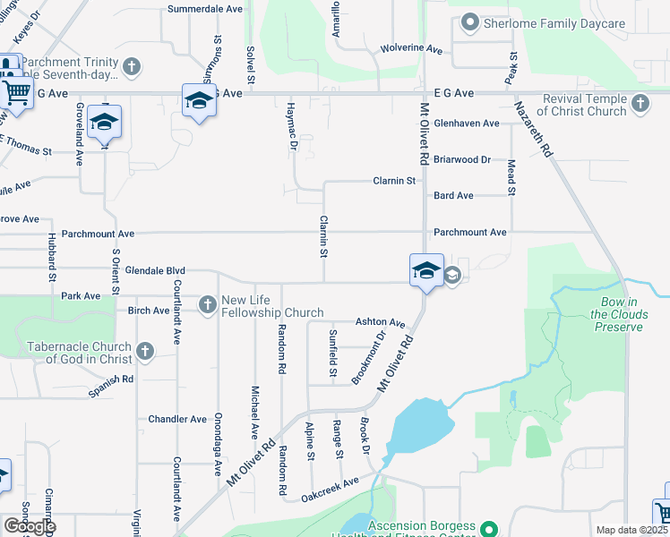 map of restaurants, bars, coffee shops, grocery stores, and more near 2415 Glendale Boulevard in Kalamazoo