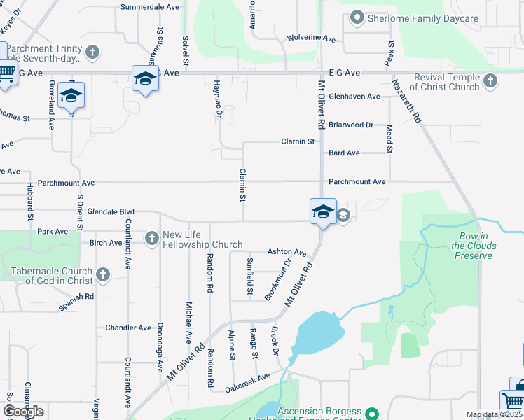 map of restaurants, bars, coffee shops, grocery stores, and more near 2415 Glendale Boulevard in Kalamazoo