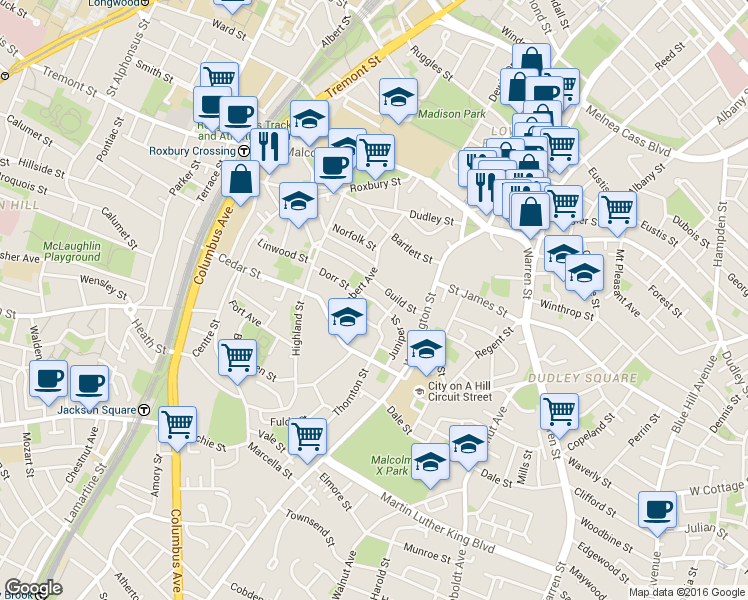 map of restaurants, bars, coffee shops, grocery stores, and more near in 