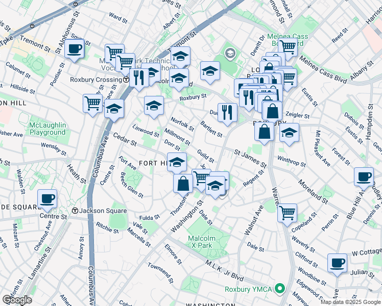 map of restaurants, bars, coffee shops, grocery stores, and more near in 