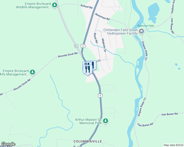 map of restaurants, bars, coffee shops, grocery stores, and more near 1227 U.S. 9 in Hudson