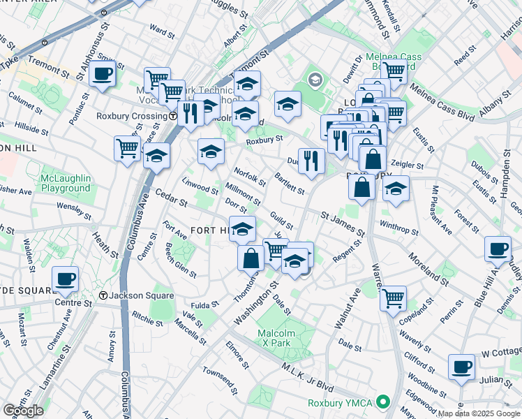 map of restaurants, bars, coffee shops, grocery stores, and more near in 